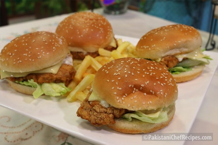 Spicy Chicken Deluxe Burger Recipe by Shireen Anwar