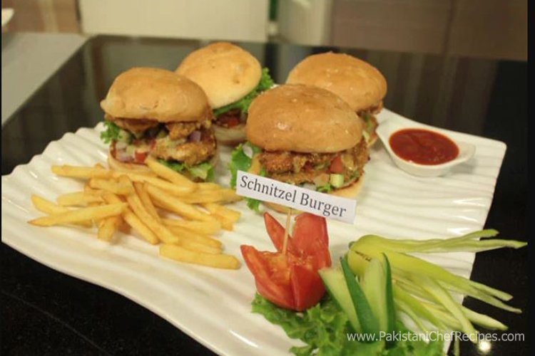 Chicken Schnitzel Burger Recipe By Shireen Anwar